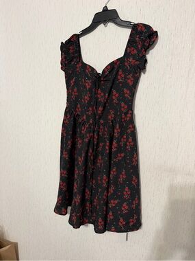 NWT CIDER Black Rose Mini Dress